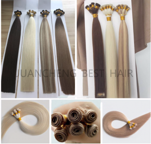 Juancheng Best Hair Factory Direct Remy Human Russian Weave Hair Extensions Custom Double Drawn Hand Tied Weft Hair Extension