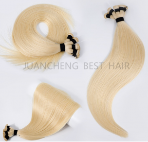 Wholesale Cuticle Aligned Raw Human Hair Weft, Hair Extension Weft Double Drawn Virgin Human Hair Weft Hand Tied