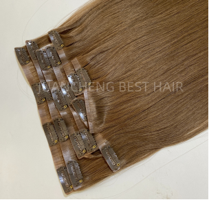 Long Lasting Double Drawn Seamless Clip In Hair Extension 100% Remy Human Clip on Remy Hair